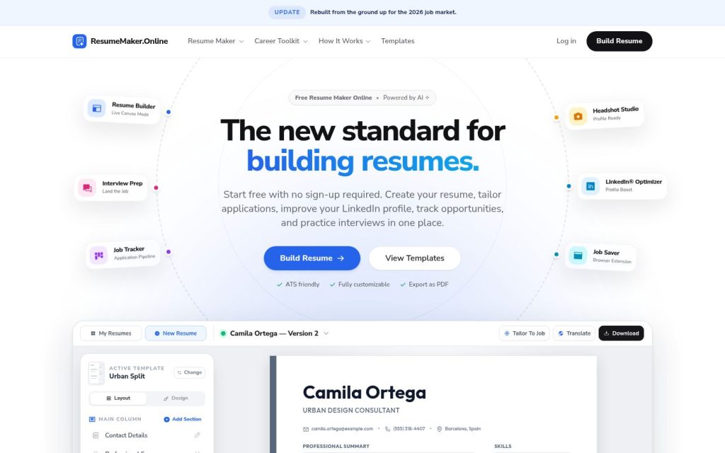 The resumemaker.online website
