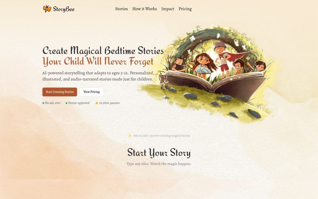 The storybee.app website