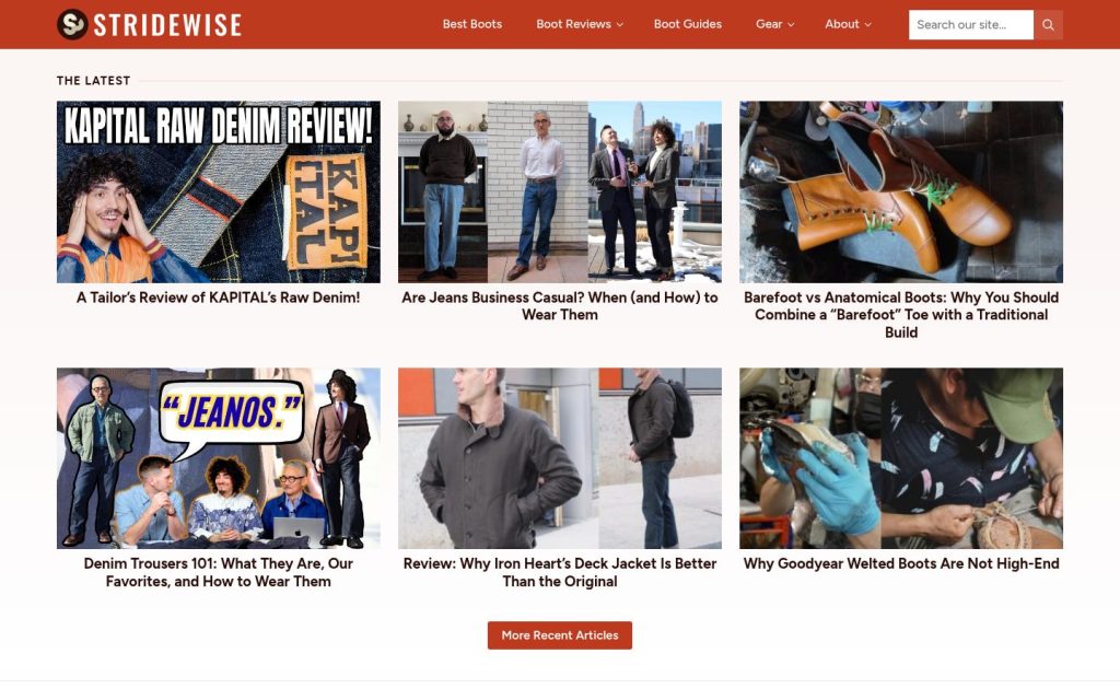 The stridewise.com website