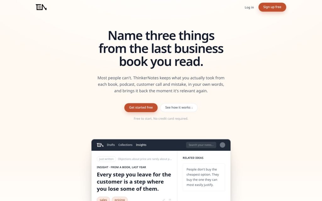 The thinkernotes.com website
