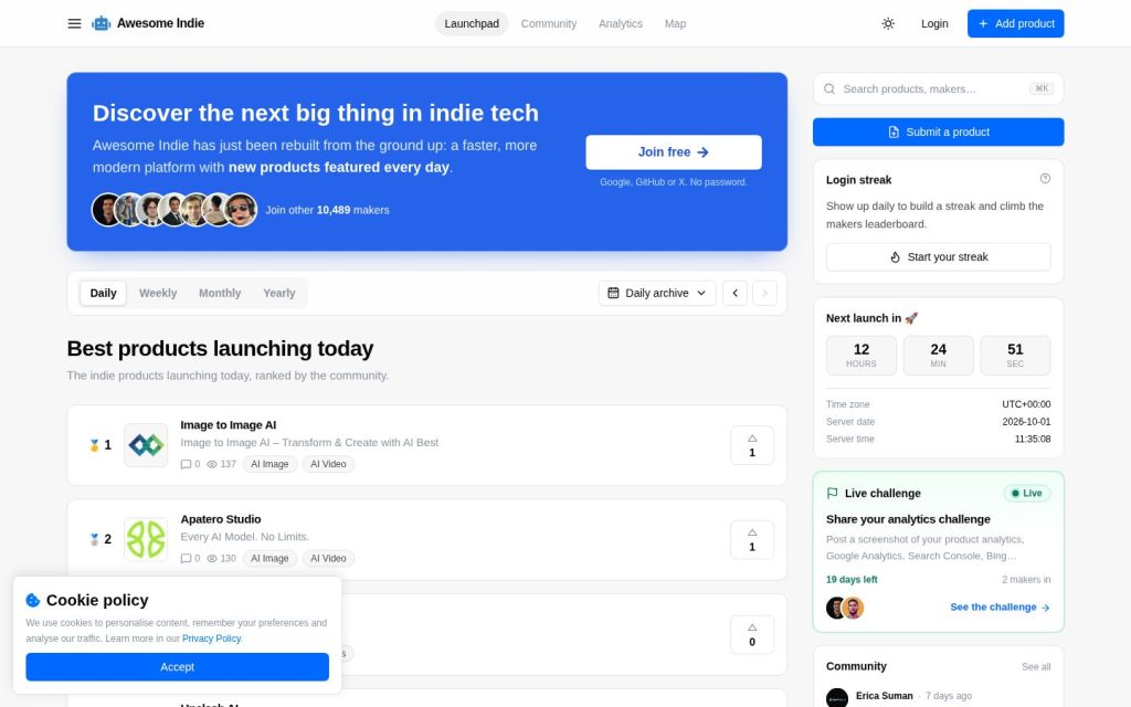 The awesomeindie.com website
