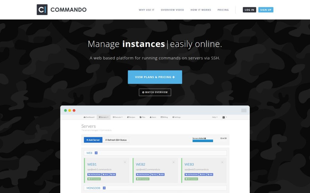 The commando.io website