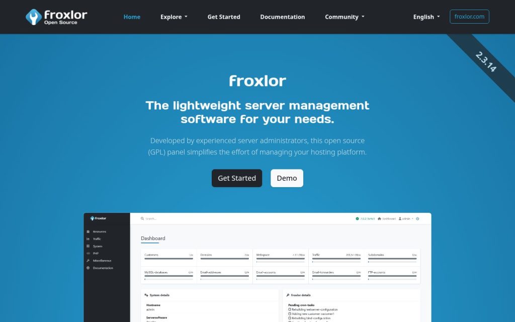 The froxlor.org website