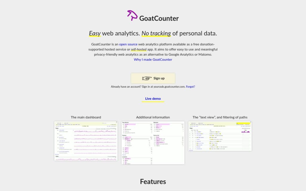 The goatcounter.com website