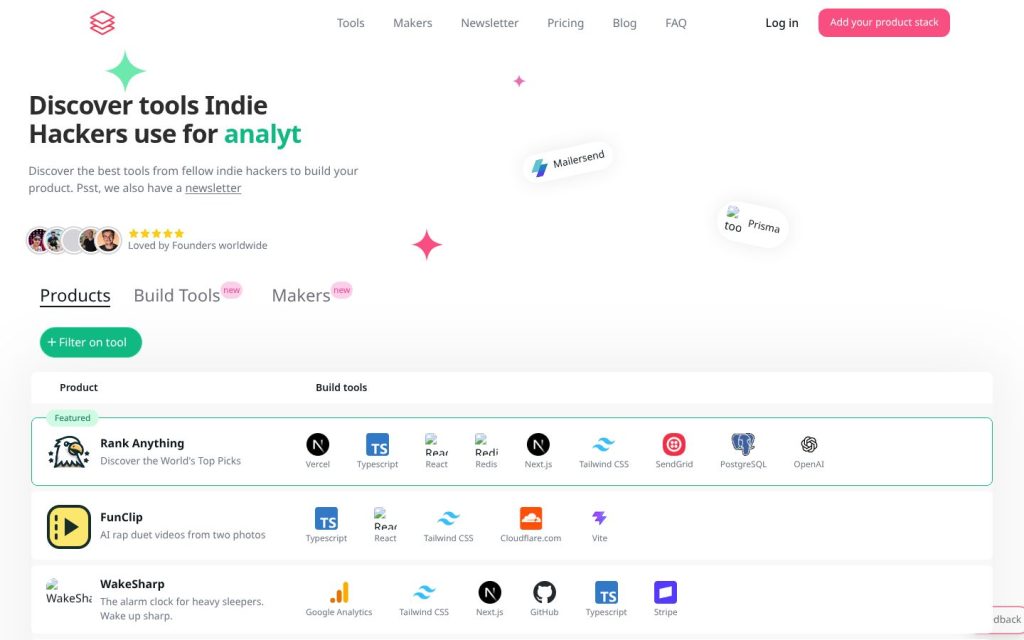 The indiehackerstacks.com website