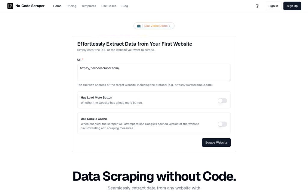 The nocodescraper.com website