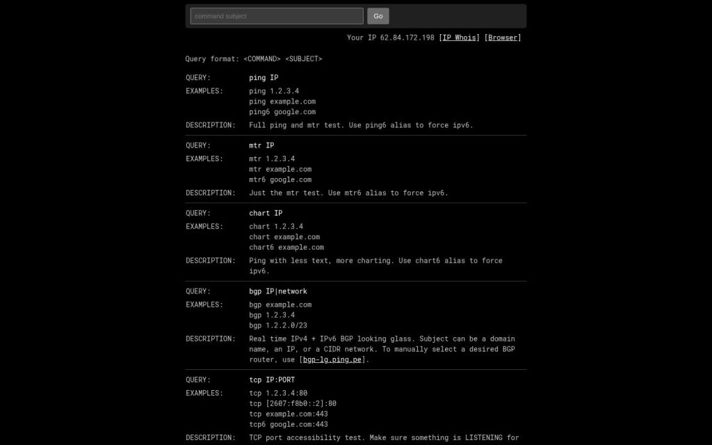 The ping.pe website