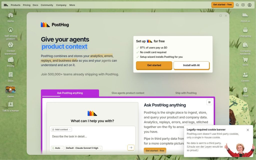 The posthog.com website