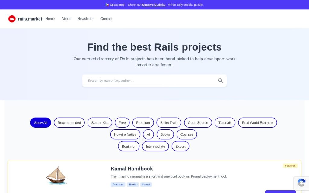 The rails.market website