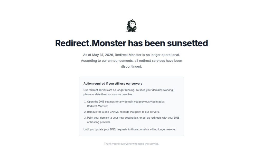 The redirect.monster website