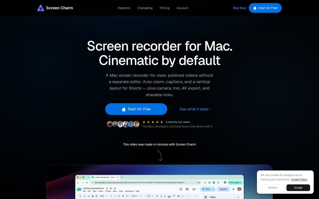 The screencharm.com website