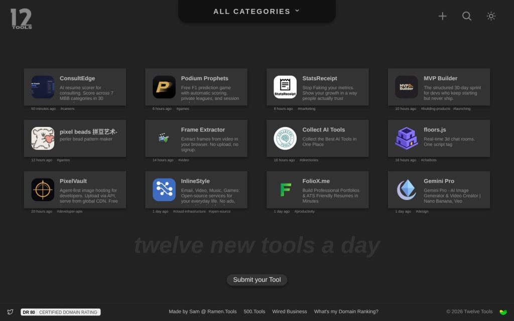 The twelve.tools website