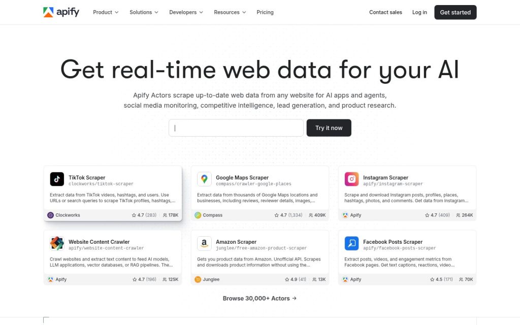The apify.com website