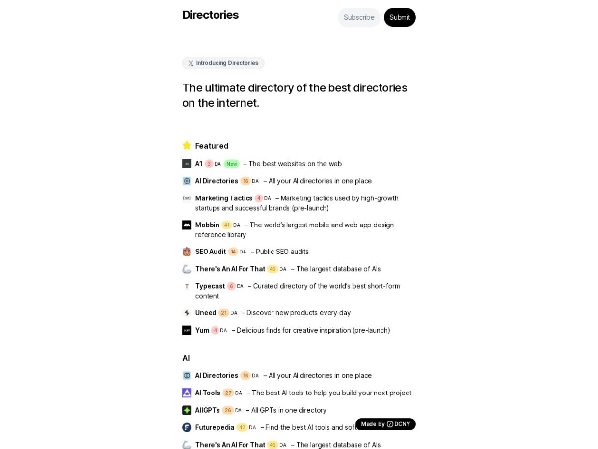 Directories.so Homepage