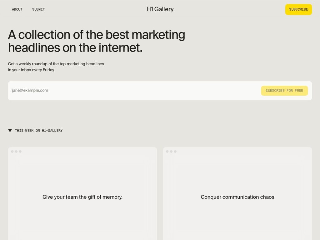 The h1gallery.com website