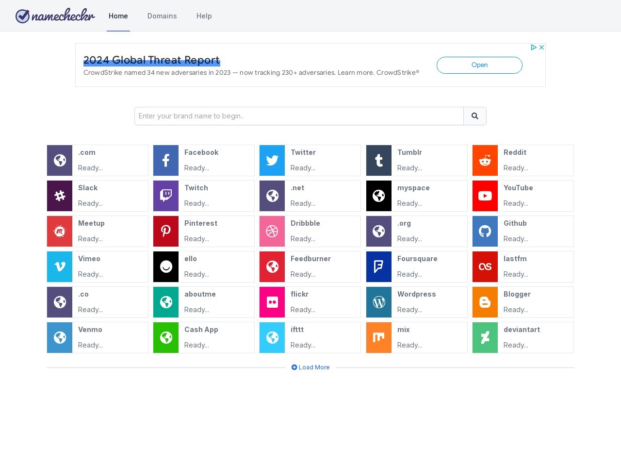 Domain name and Social Media Name Checker