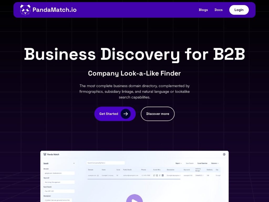 The pandamatch.io website