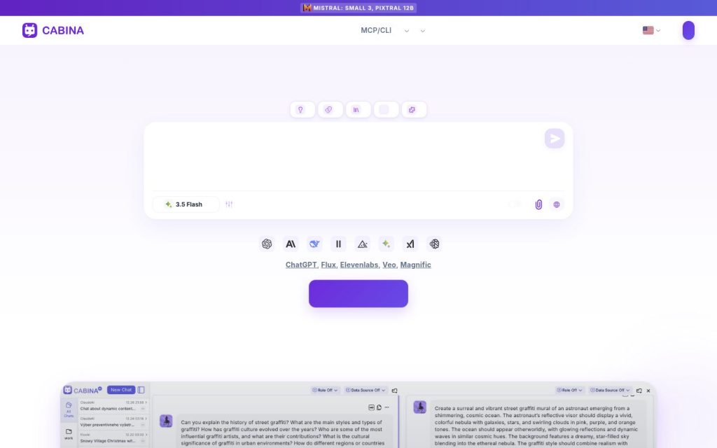 The cabina.ai website