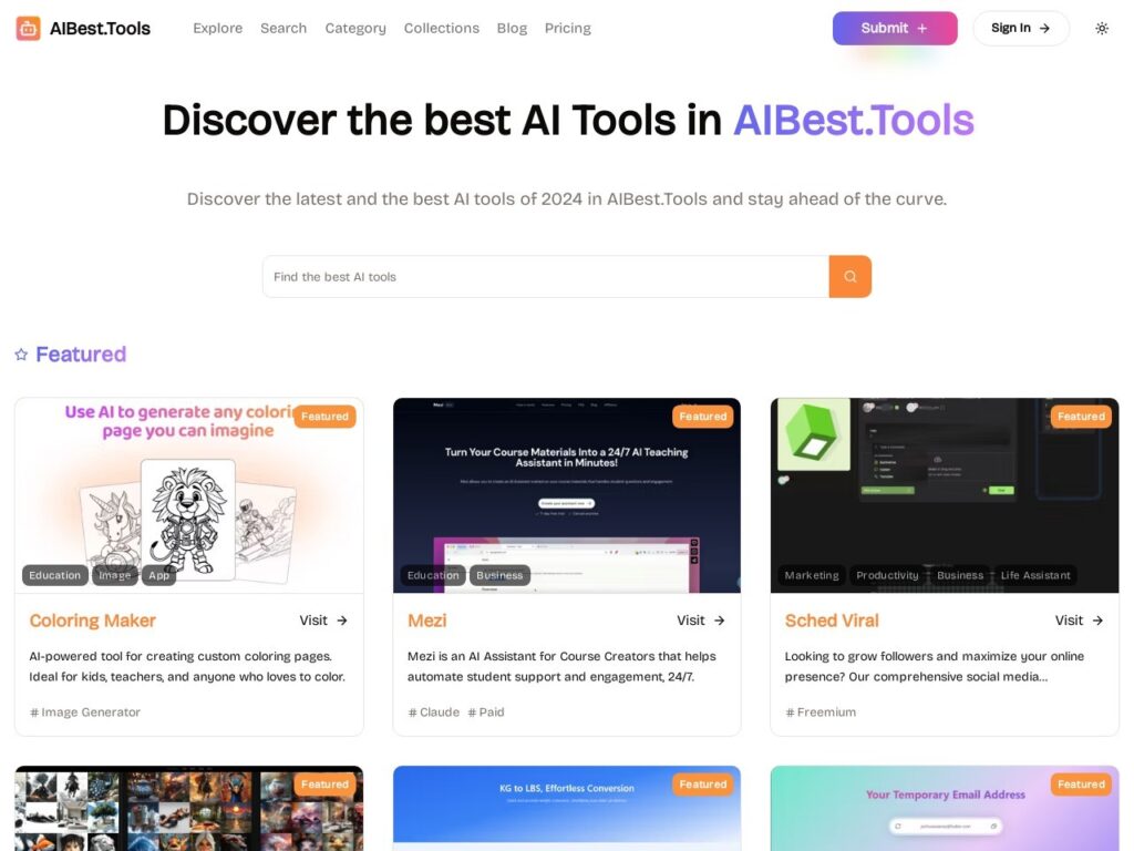 The aibest.tools website