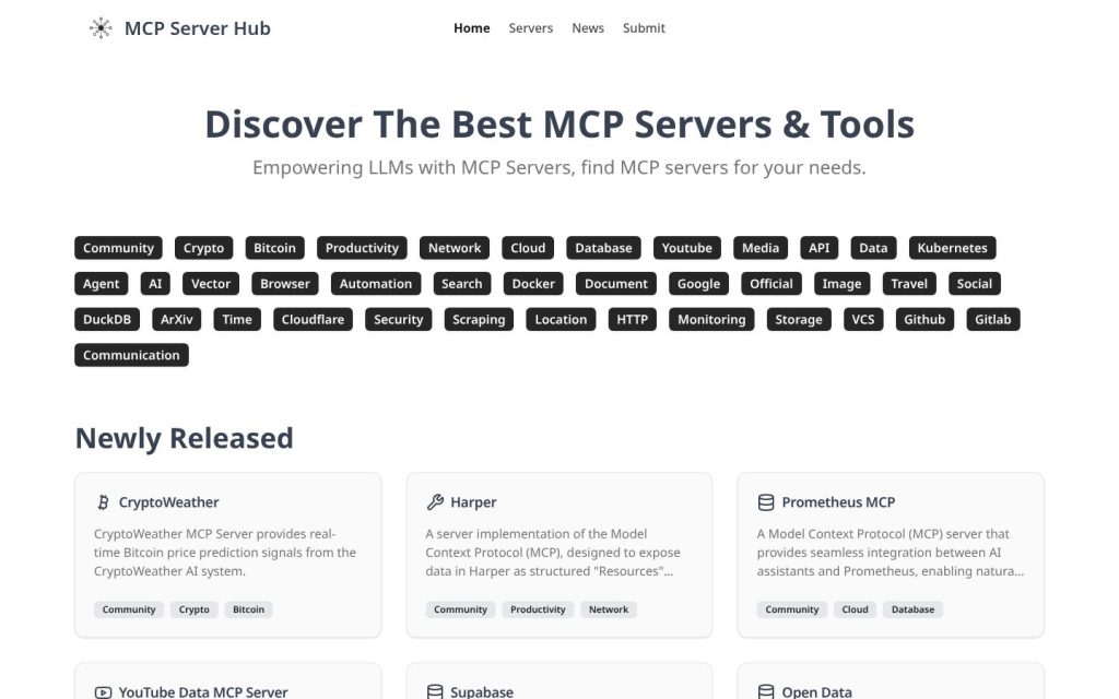 The mcpserverhub.com website