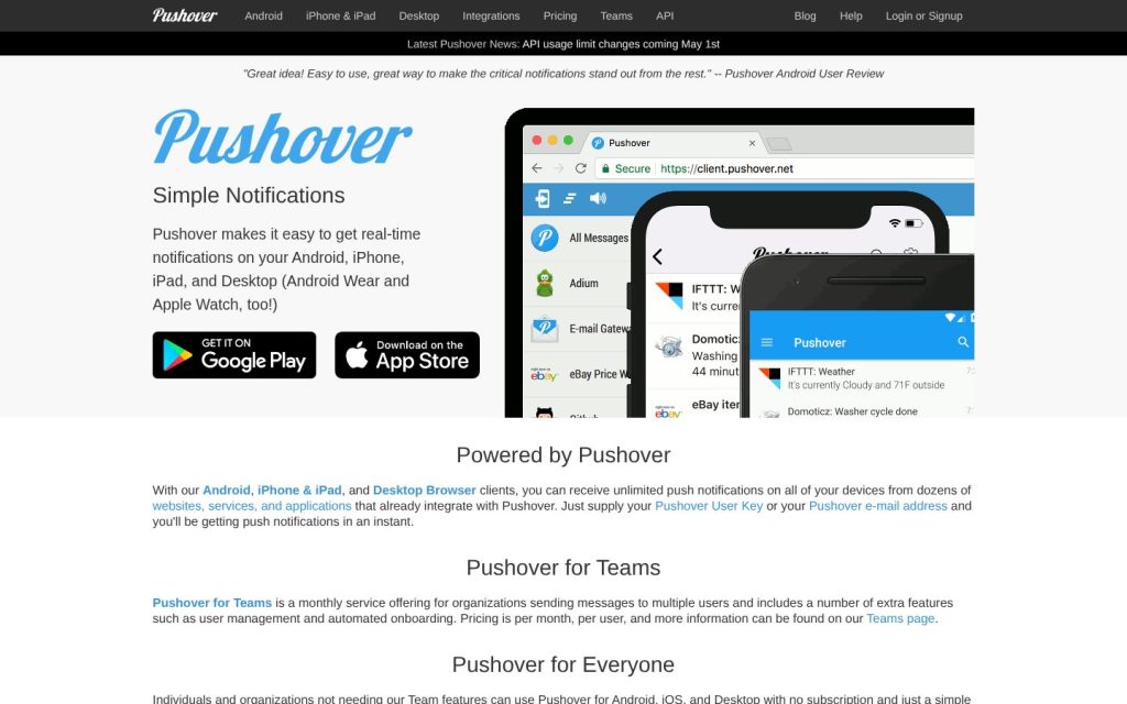 The pushover.net website