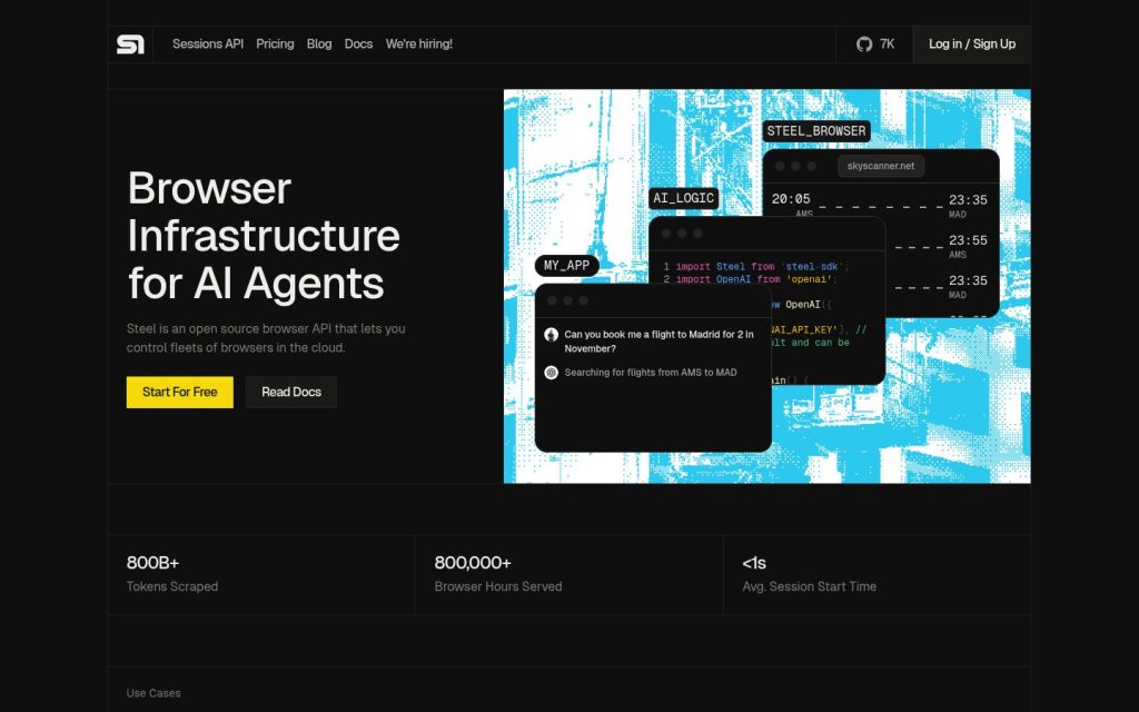 The steel.dev website