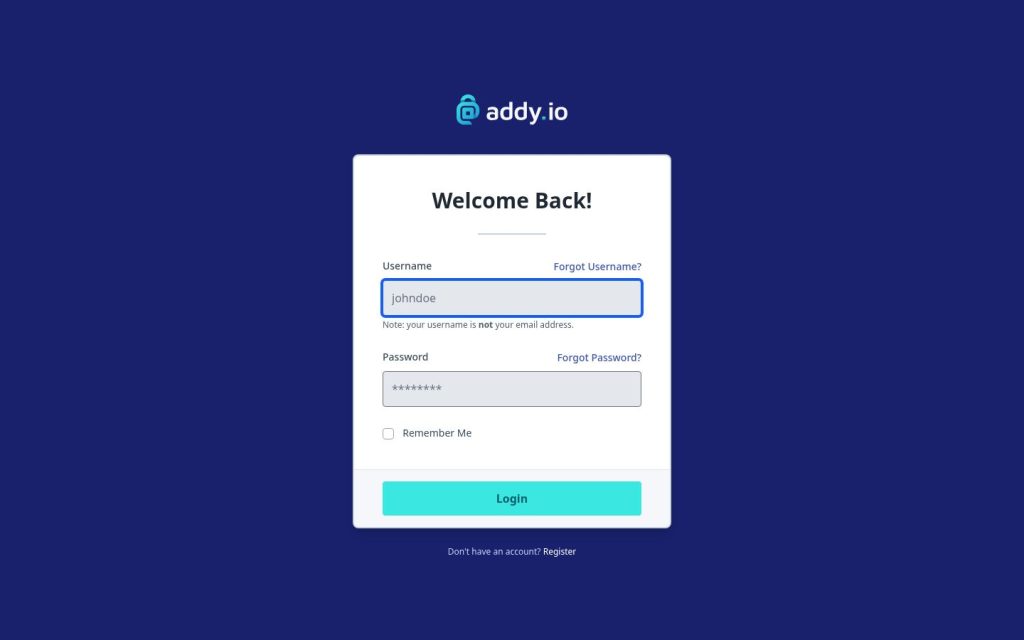 The addy.io website