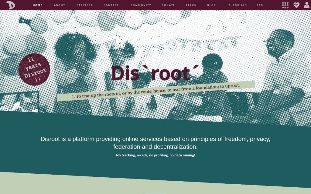 The disroot.org website