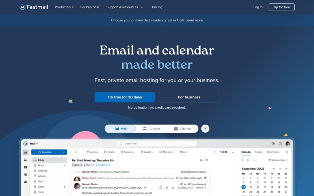 The fastmail.com website