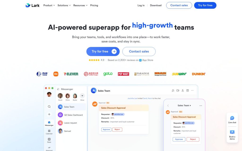 The larksuite.com website