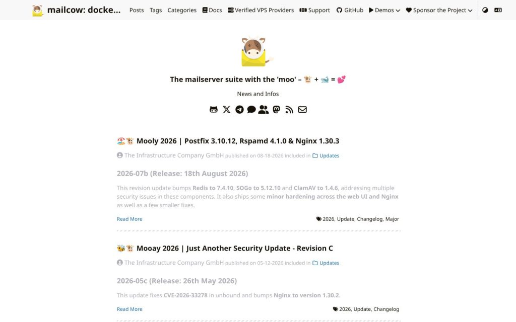 The mailcow.email website
