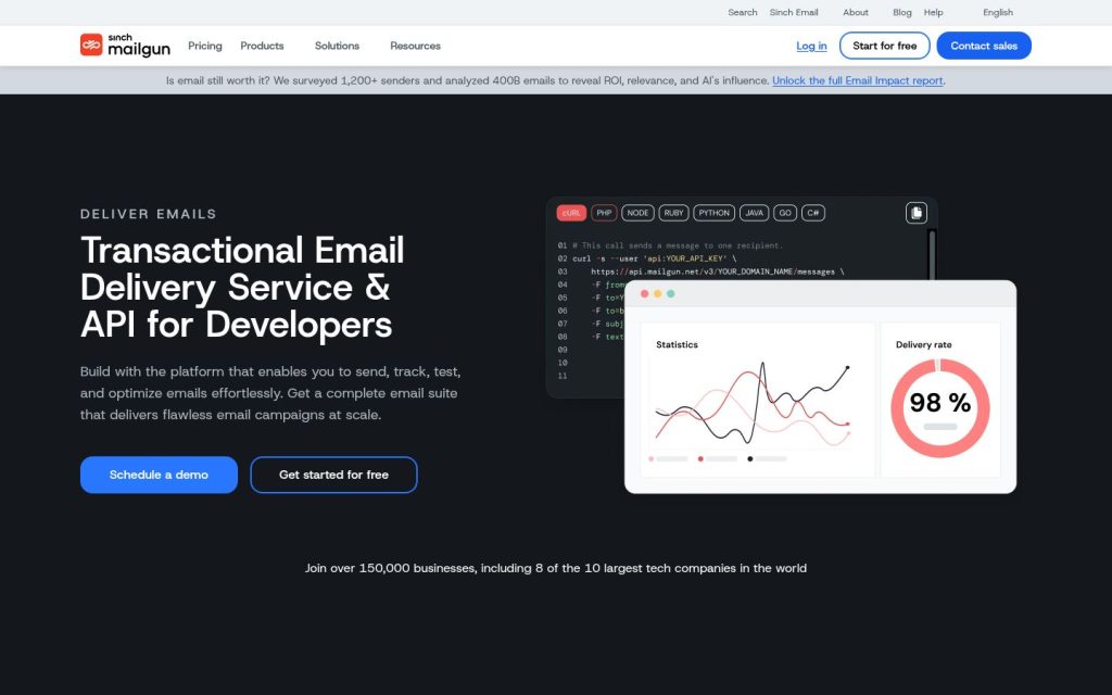 The mailgun.com website