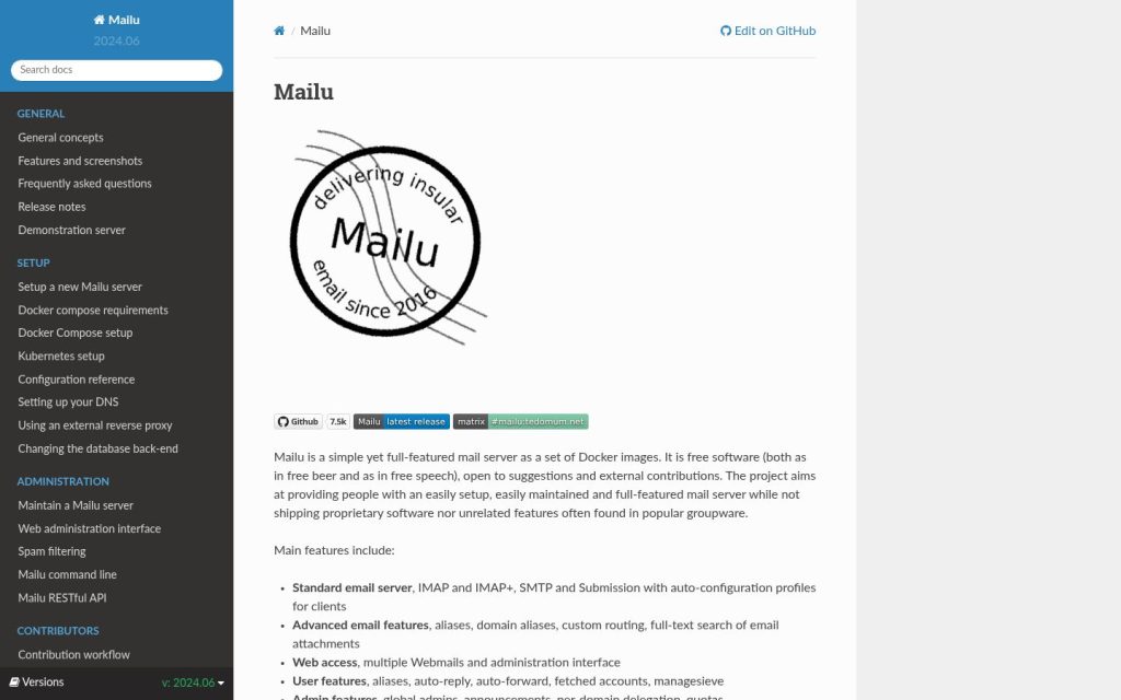 The mailu.io website