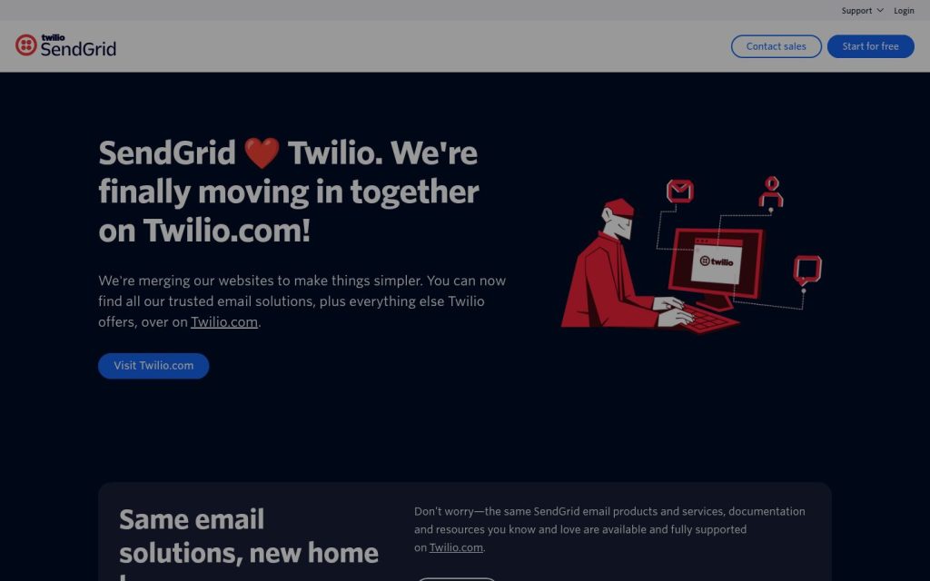 The sendgrid.com website