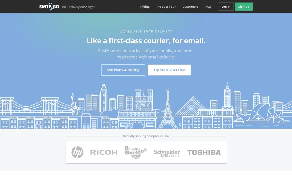 The smtp2go.com website